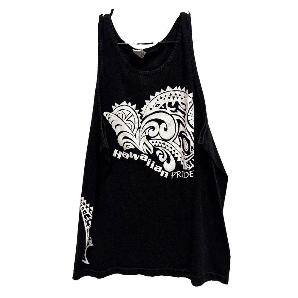 Alstyle Apparel Activewear Y2K Tank Top Men XL Black Hawaiian Pride Vintage